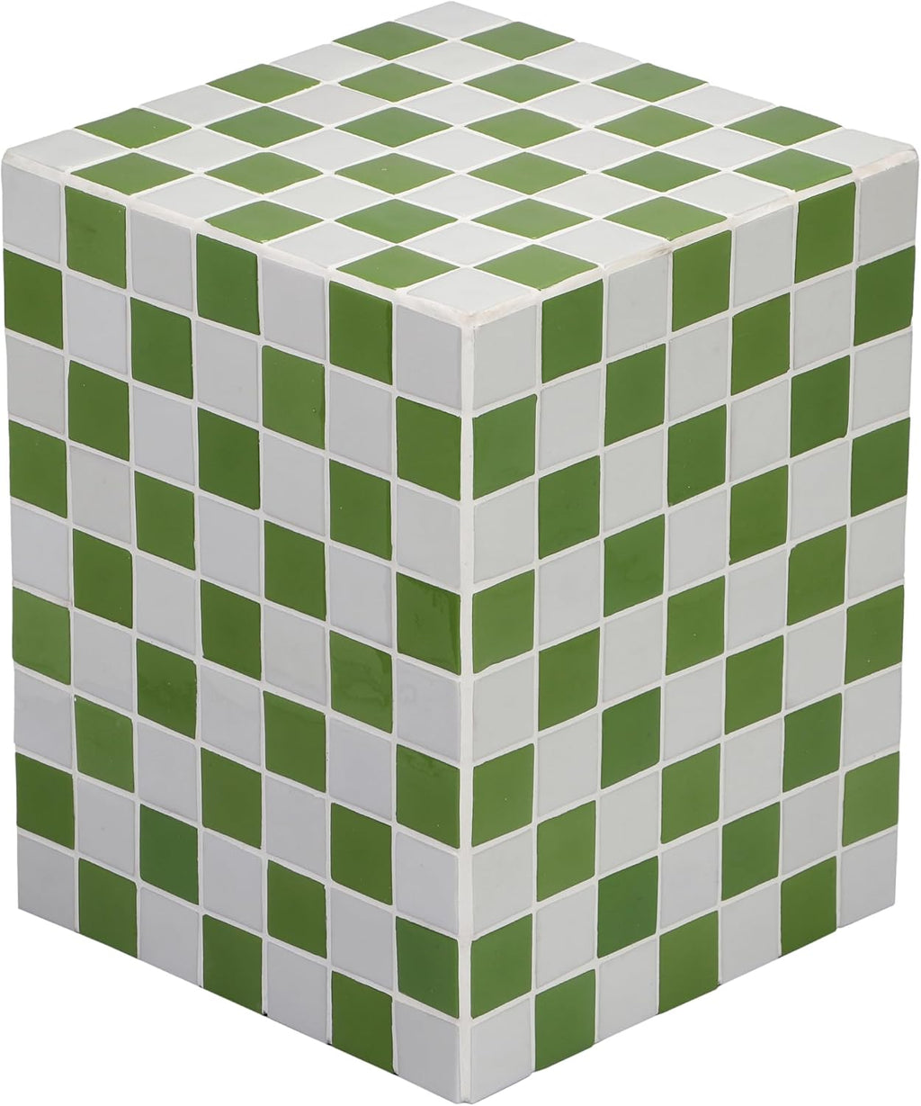 JONATHAN Y END2000J Callista 18' Modern Bohemian Ceramic Tiled Rectangle End Table, Side Table, Accent Table for Living Room, Bedroom, Green/Light Gray