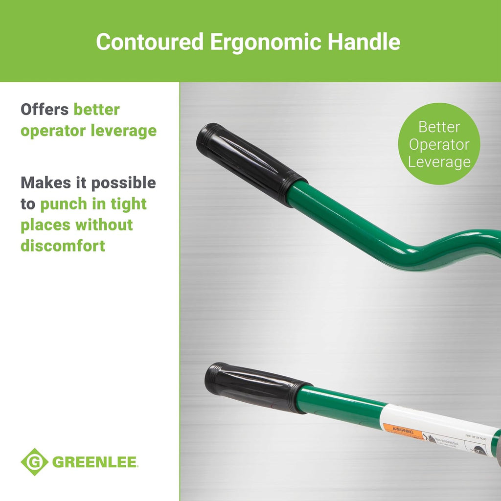 Greenlee 710 1-11/32' Manual Metal Stud Punch Tool with Aluminum Head and Contoured Handle, 1-11/32' Diameter Self-Stripping Stud Puncher