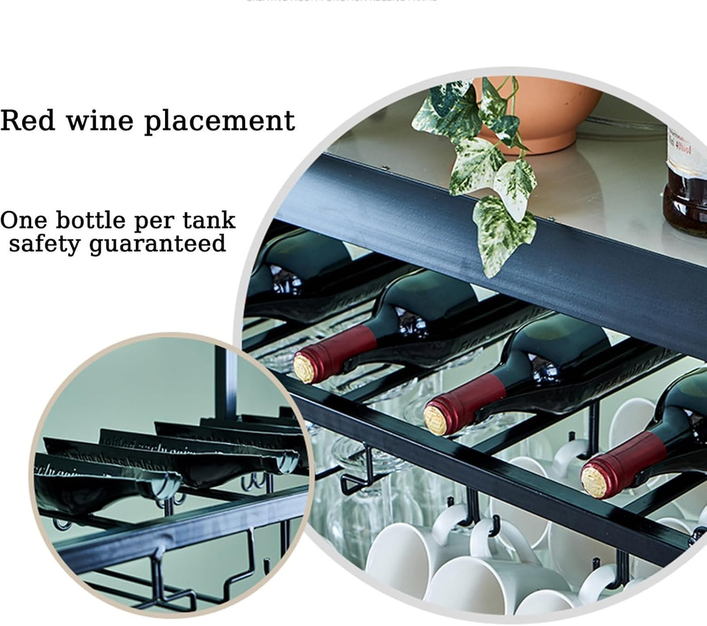 Ceiling Wine Rack Bar Shelves Storage Wall Mounted with Hanging Glass Holder Liquor Cabinet Bottle Display Whiskey Shelf Corner Kitchen Shelf Rack with LED Light for Home