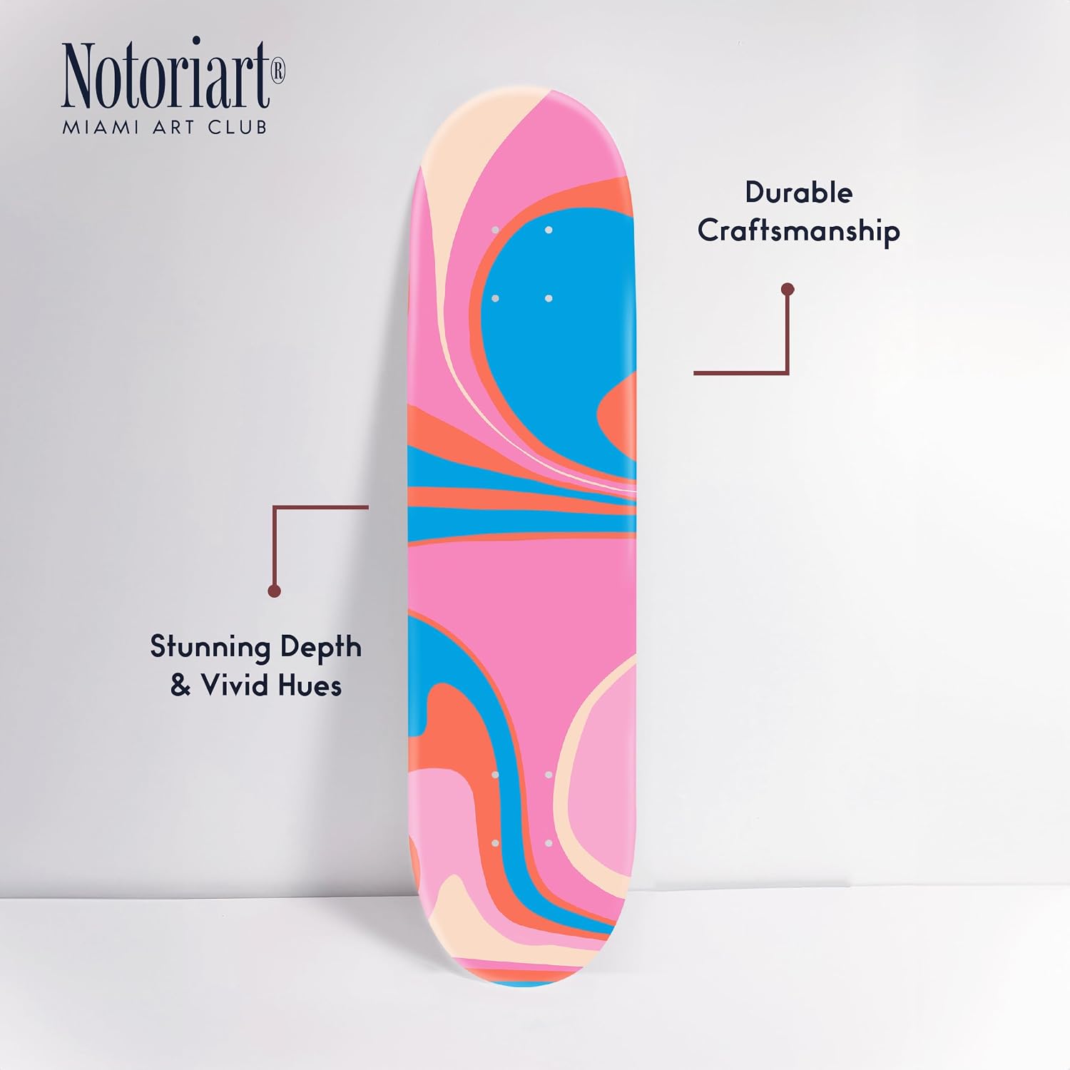 Trendy Pop Acrylic Wall Art Die-Cut Easy-to-Hang, 1 Panel 8' x 32', Flowing Air Skateboard II