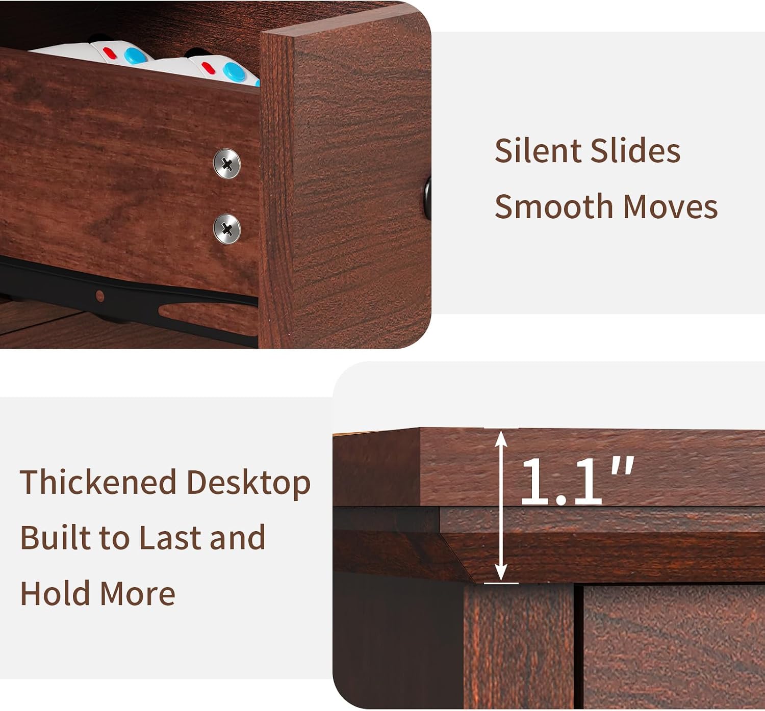 HOMMPA Farmhouse End Table with Charging Station Set of 2, 23.6'' Narrow Side Table with Barn Door Roman Column Design, Rustic Wood Sofa Side Table with Drawer & Cabinet for Living Room, Maroon Brown
