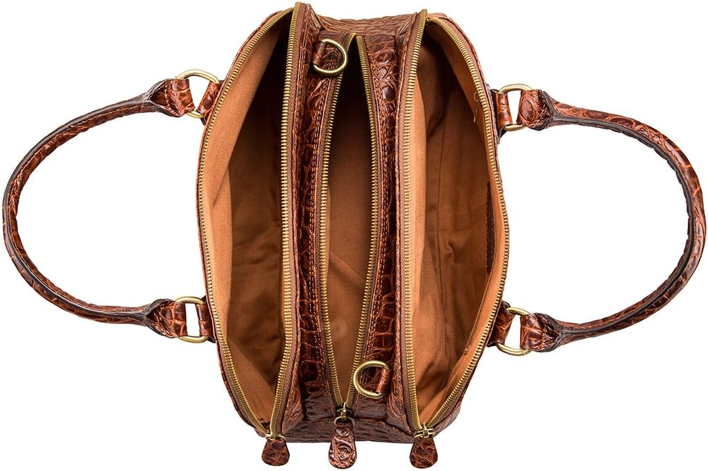 Maxwell Scott - Womens Luxury Leather Triple Zip Bowling Bag Purse with Shoulder Strap - The LilianaS Croco