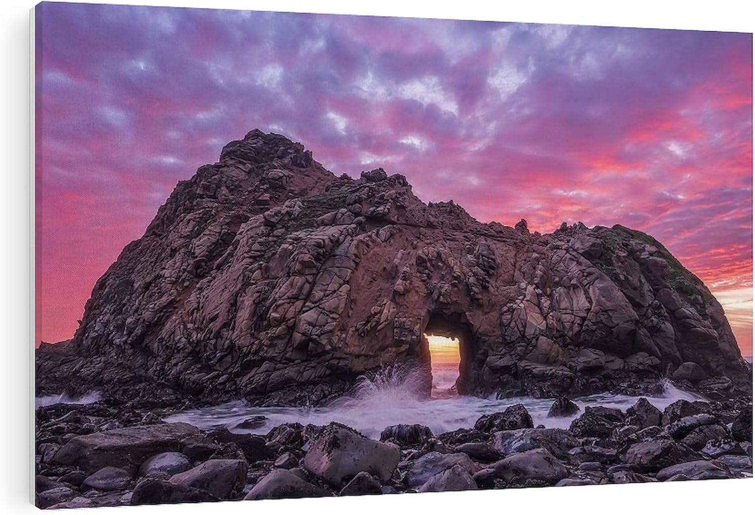 CafePress Canvas Wall Art Beach Sunset Keyhole Rock Ready to Hang for Living Room, Bedroom or Office