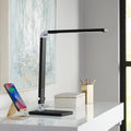 360 Lighting Jett Modern Desk Table Lamp 16 1/2' High with USB Charging Port and Nightlight LED Black Aluminum Touch On Off Dimmer for Bedroom House Bedside Nightstand Home Office Reading