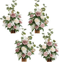 Ling's moment 17.5' Tall Standing Artificial Flowers Arrangements 4 pcs Wedding Aisle Runner Chair Decorations Dusty Rose Cream for Centerpieces Ceremony Reception Rose Floral Party Outdoor