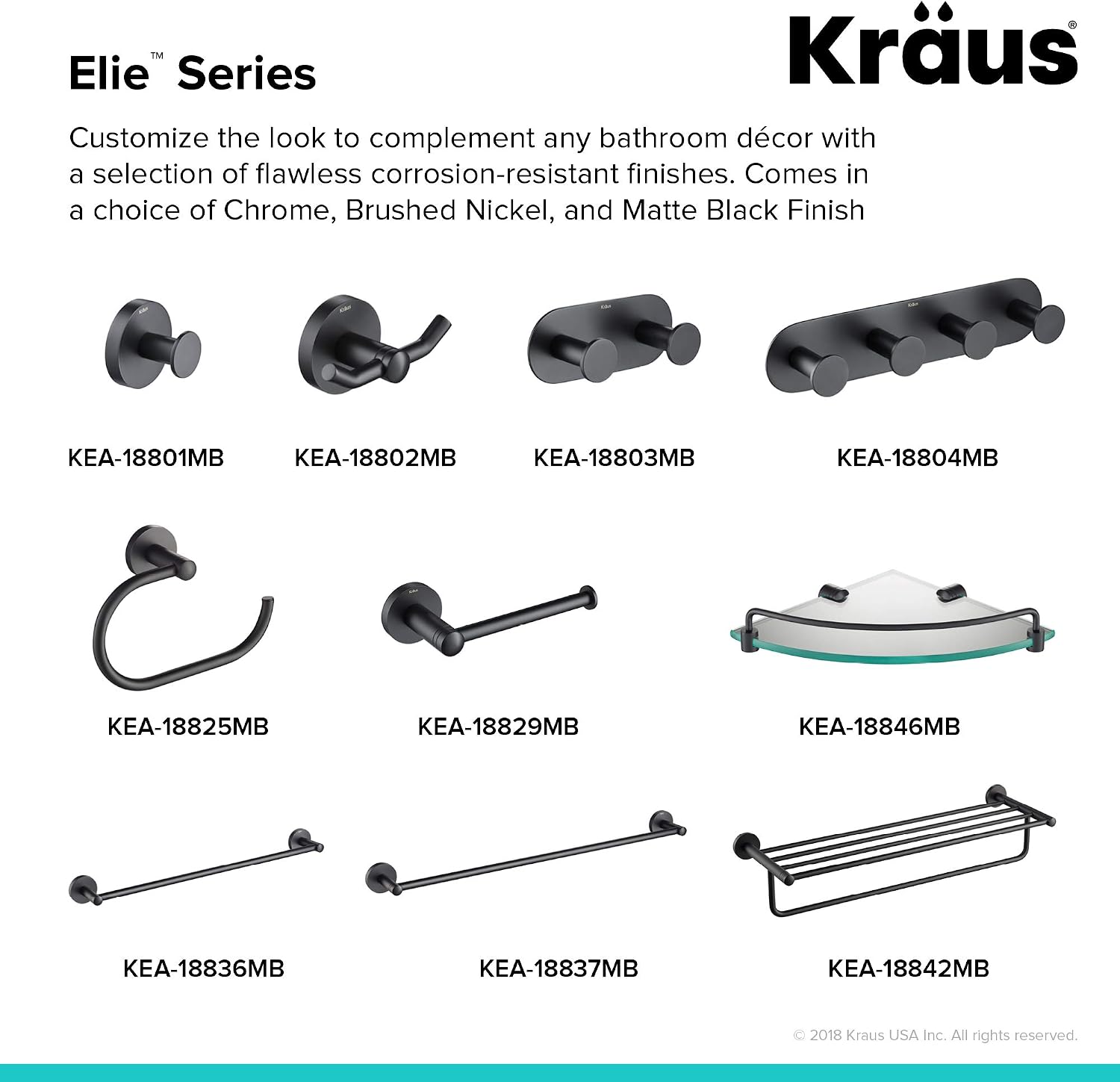 KRAUS Elie Bathroom Shelf with Towel Bar, Matte Black Finish, KEA-18842MB