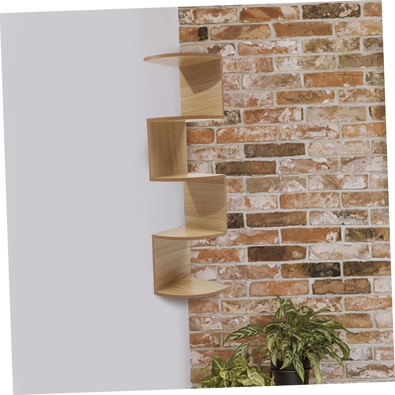 1set Creative Wooden Wall-Mounted Storage Rack Corner Shelf for Home Decor Elegant Display for Bedroom Kitchen Office and Bathroom Space-Saving Design Light Walnut Finish
