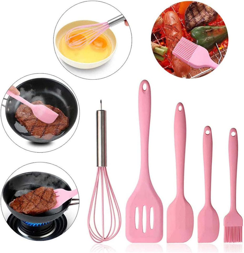 5pcs Spatula Silicone Kitchenware Set Utensils Cooking Baking Tool Food Grade Kitchen Accessories(black-JoJo's Bizarre Adventure1)