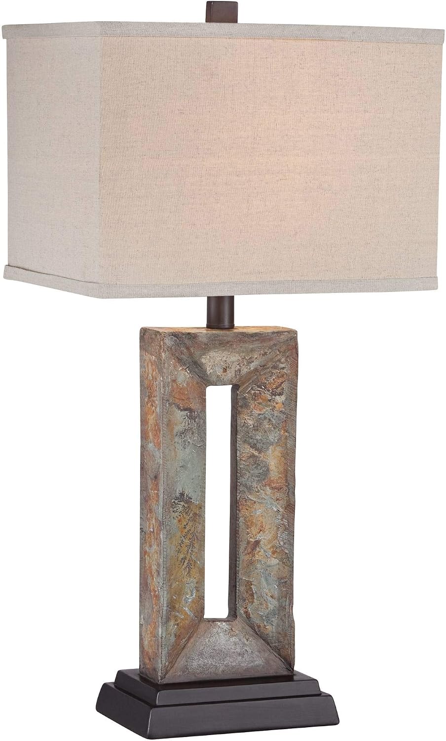 Franklin Iron Works Tahoe Small Rustic Traditional Style Table Lamp 26' High Natural Stale Rectangular Box Shade for Living Room Bedroom House Bedside Nightstand Home Office Reading (Color May Vary)