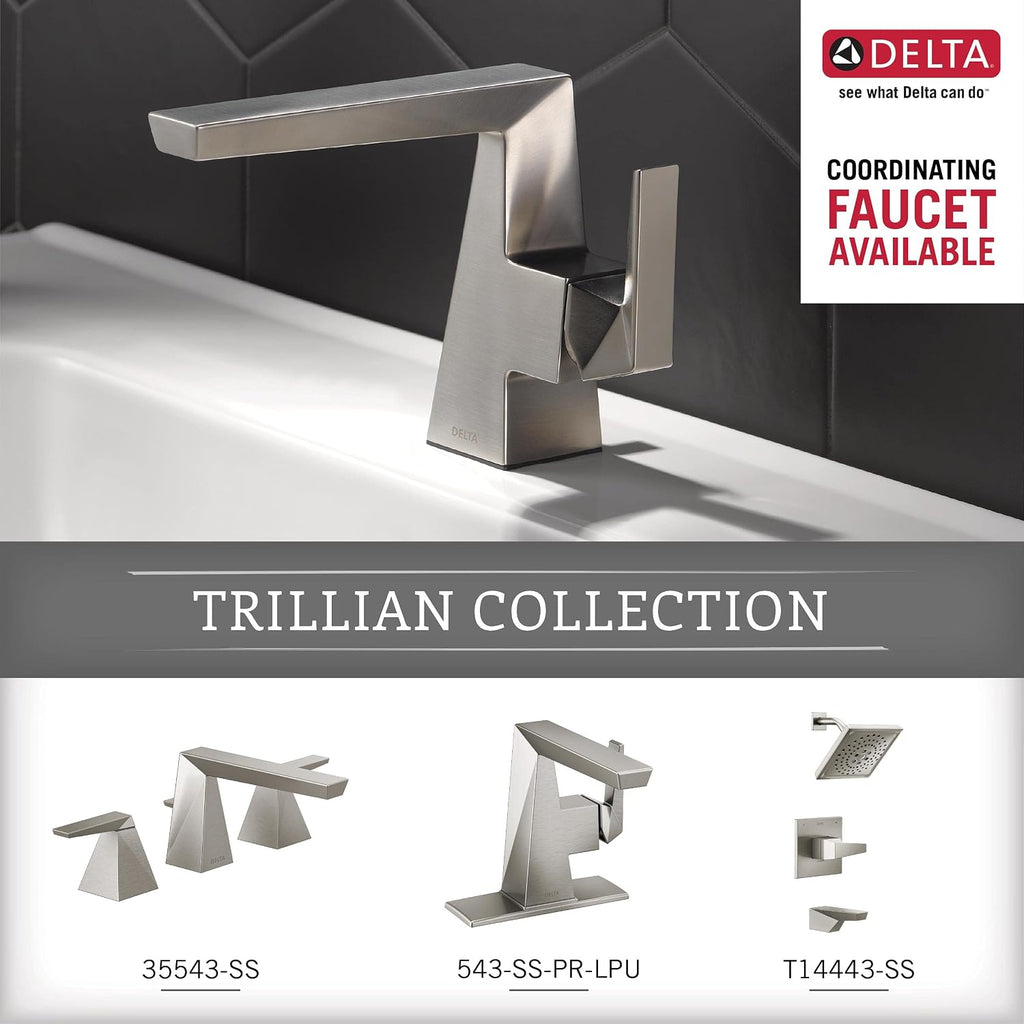 Delta Trillian (1-Pack) 8'' Towel Rack for Bathroom Brilliance Stainless Steel Towel Bar for Bathroom Wall Hand Towel Holder Rod Wall Mounted Kitchen Towel Holder 74308-SS