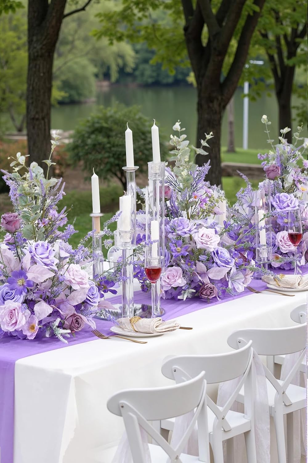 2pcs Purple Free Standing Flowers Ball Bouquet Artificial Rose Arrangements Balls for Wedding Centerpieces Tables Chair Aisle Runner Flowers Decorations