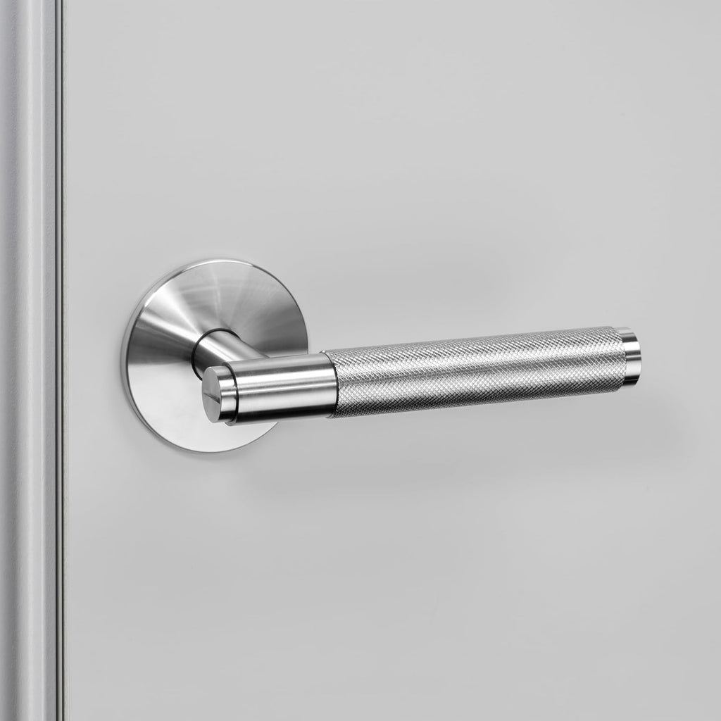Buster and Punch Cross Door Handle Set Passage in Steel - Solid Steel
