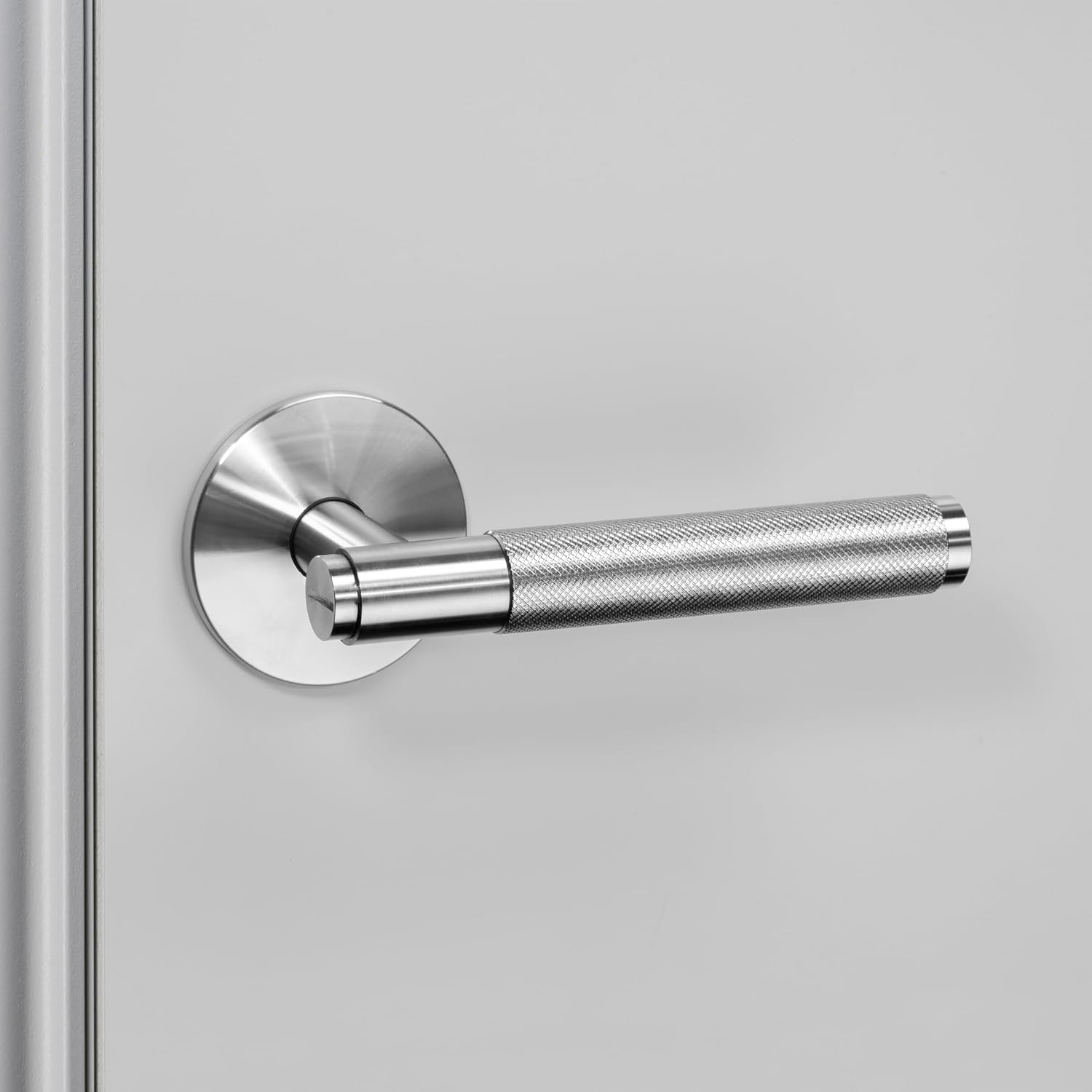Buster and Punch Cross Door Handle Set Passage in Steel - Solid Steel