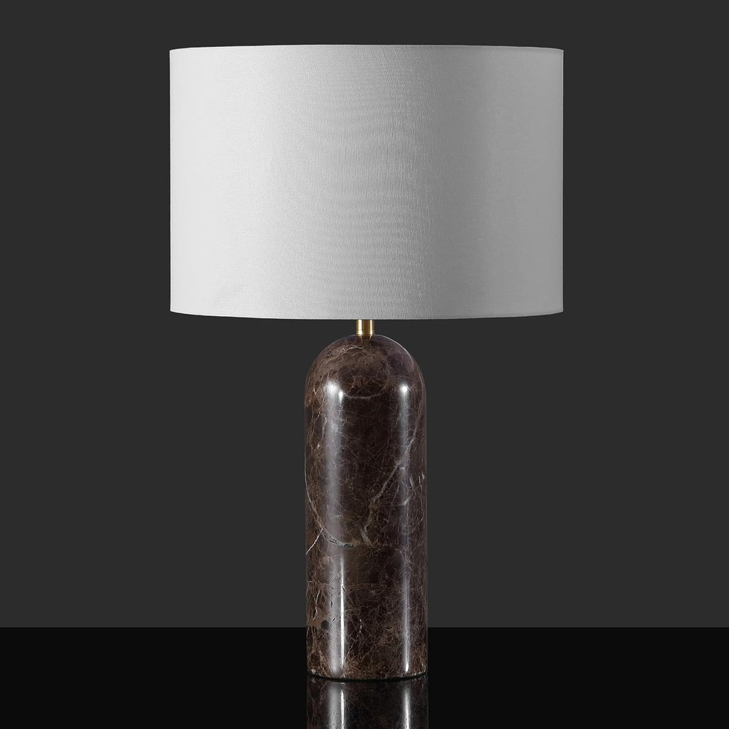 SAFAVIEH Couture Lighting Collection Kayabelle Dark Brown/White Marble 27-inch Dimmable Table Lamp for Bedroom Living Room Home Office Desk Nightstand (LED Bulb Included)