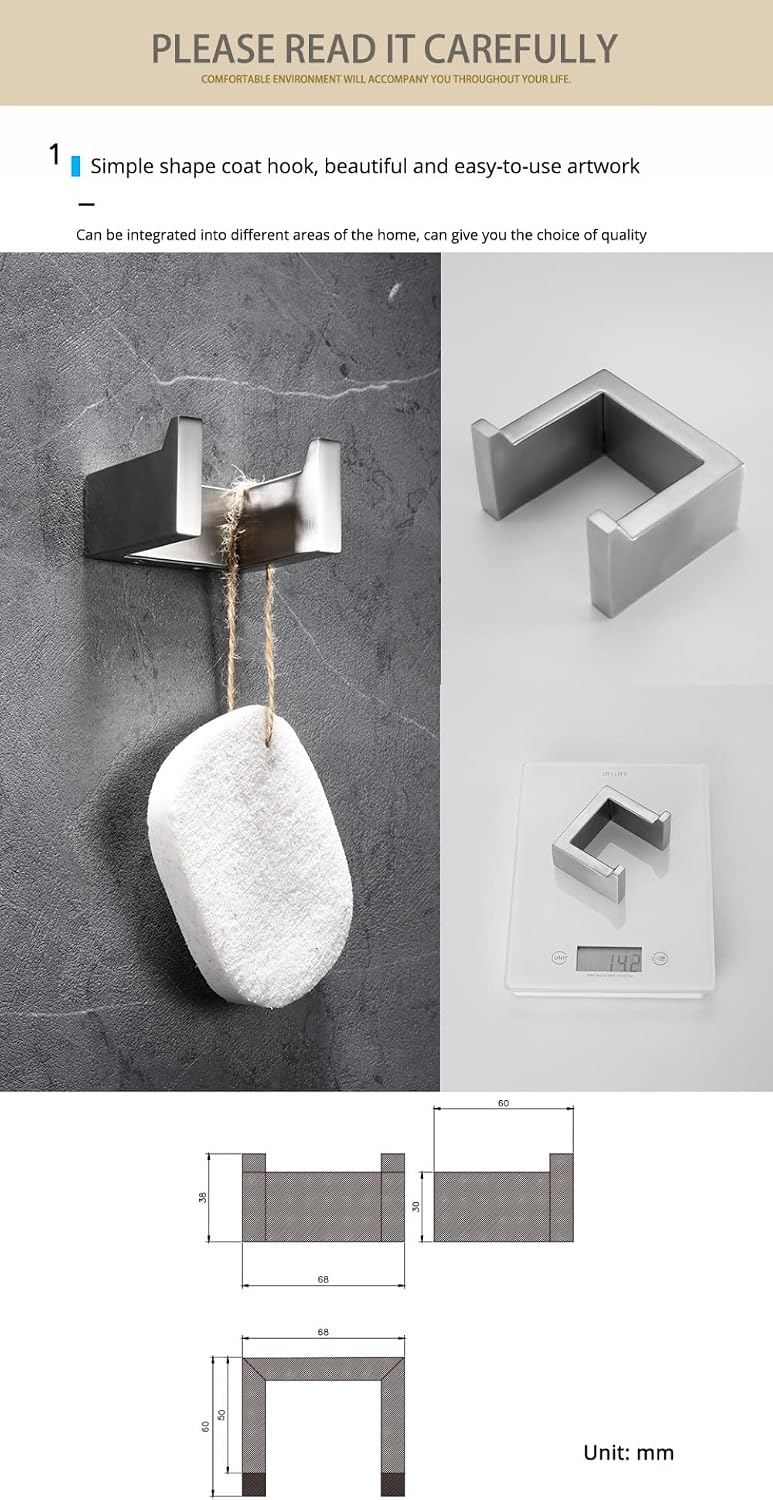 NevStp Toilet Paper Holder Towel Hooks Bathroom Kit Bar Stainless Steel Bedroom Metal Mounting Kitchen Bath Hardware Sets,PC,Towel bar 60CM