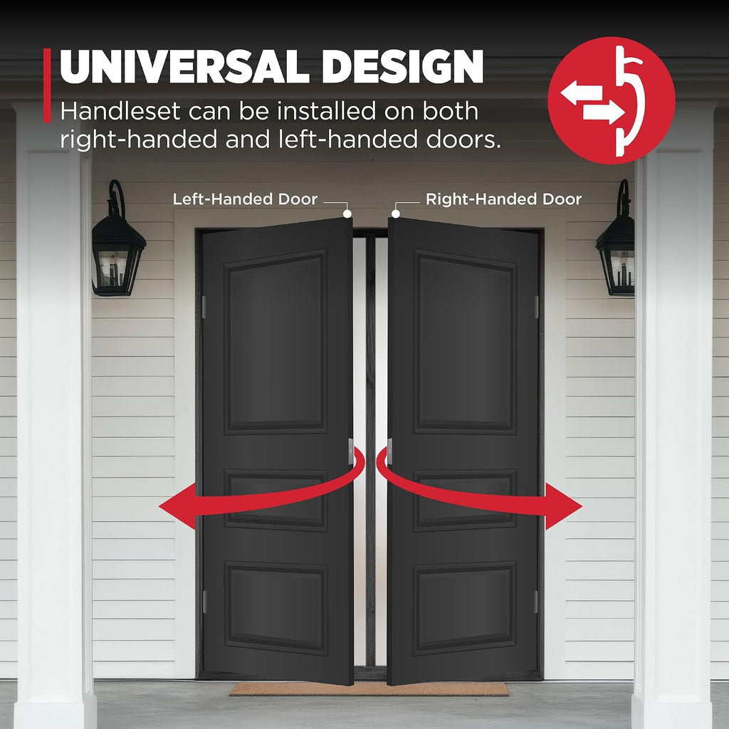 Kwikset San Clemente Front Door Lock Handle and Deadbolt Set, Entry Door Handleset Exterior with Interior Reversible Lever, Venetian Bronze, Pick Resistant SmartKey Rekey Deadbolt Security