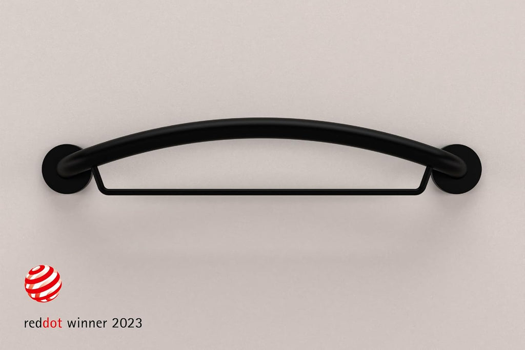 HEALTHCRAFT Plus Towel Bar & Grab Bar 24', ADA Safety - Matte Black, 500 Lbs