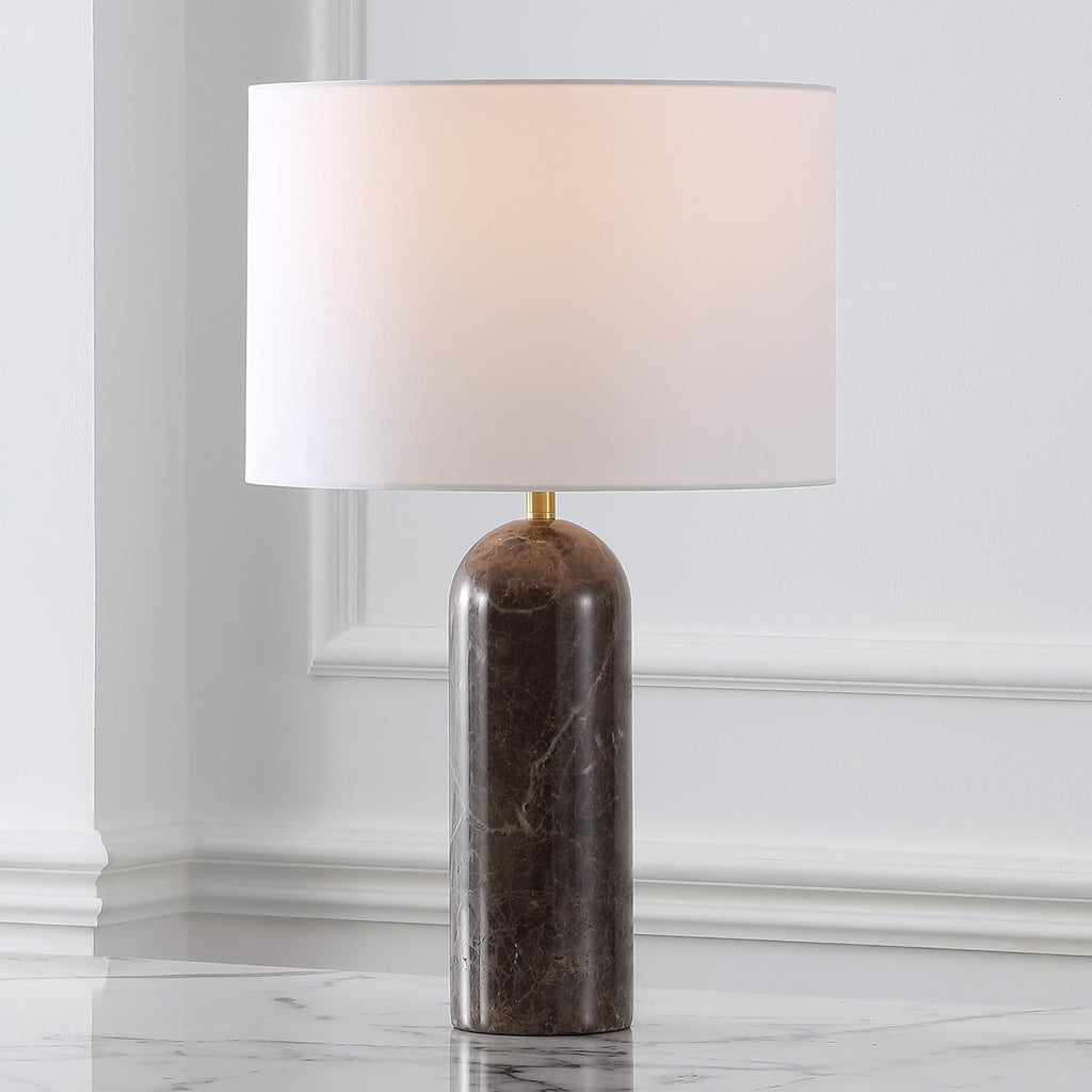 SAFAVIEH Couture Lighting Collection Kayabelle Dark Brown/White Marble 27-inch Dimmable Table Lamp for Bedroom Living Room Home Office Desk Nightstand (LED Bulb Included)