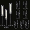 Vincidern 24pcs Taper Candle Holder Acrylic Candlestick Holder Clear Set for Table Centerpiece, Long Candle Stick Candle Stand Cylinder Shade for Wedding Party Dining Room Decor