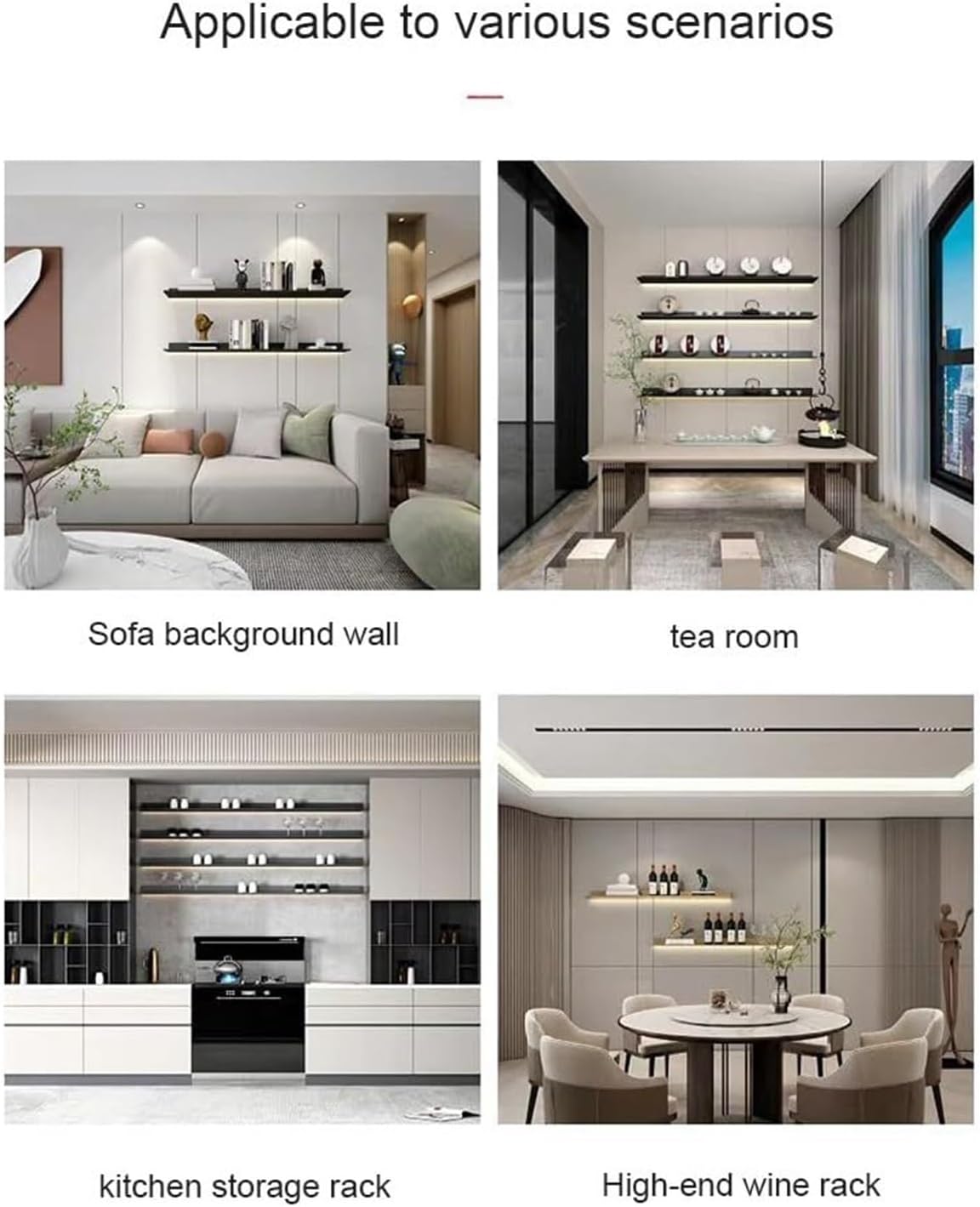 Floating Shelves Wall Mounted Light Emitting Shelves Built-in Illuminated LED Light Metal Lighted Display Stand for Living Room Office Bedroom((80x23cm)