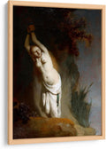 Canvas Lab | Andromeda Chained to the Rocks by Rembrandt van Rijn | 15 x 23 in | Fine Art Framed Print, Frame Color: Natural | Classical art, Baroque | Wall Decor for Bedroom, Living Room or Office