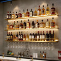 Wall-Mounted Metal Wine Rack with LED Lights 3-Tier Floating Bar Shelves with Wine Glass Rack Large Wine Bottle Display Rack Hanging Shelf, for Home Bar Dining Room Decorative (gold, 100cm/39.3in)