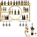 Wine Rack Bar Shelves Wall Mounted with Hanging Wine Glass Rack Mini Bar Liquor Cabinet Bar Bottle Display Shelf Whiskey Shelf Corner Bar Kitchen Storage Shelves for Home Bar Dining Room Cafe Kitchen