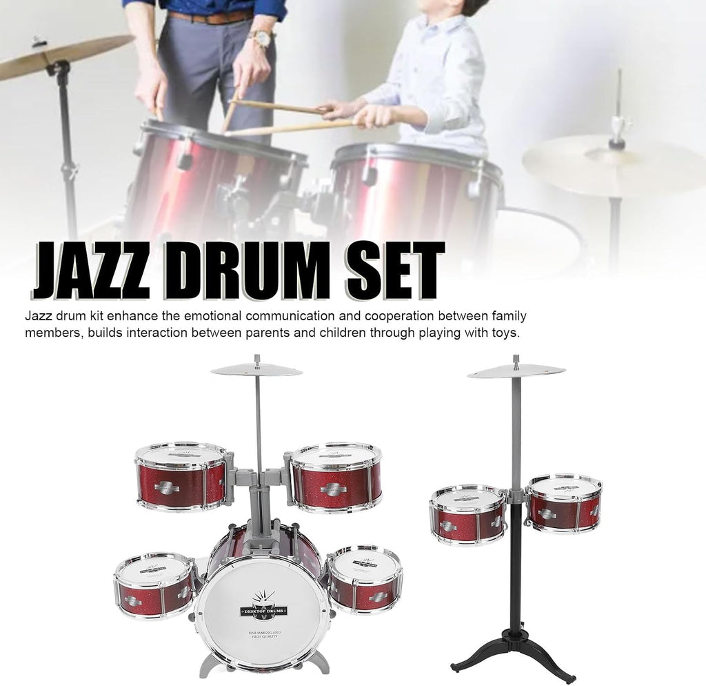 TOPINCN Kids Drum Set for Toddlers, Simulation Jazz Drum Set Musical Instrument Toy for Parent Children Interaction, Plastic Rock Jazz Drum Percussion Beginner Kit for Girls Boys