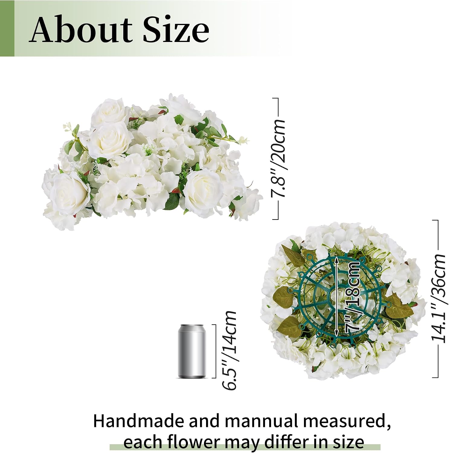 BLOSMON Artificial Flower Balls Wedding Centerpieces 6 Pcs 14.2' Large White Fake Flowers Rose Hydrangea Ball Arrangement Center Pieces for Table Silk Floral Bouquet for Wedding Party Home Decor