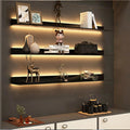 Corner Ledge Wall Shelf,Wall Mounted Light-Emitting Shelves, Storage Shelf Floating Display Shelf LED Light Up Can Hold A Lot of Things Objects are Not Easy to Fall (Color : Noir, Size : 120