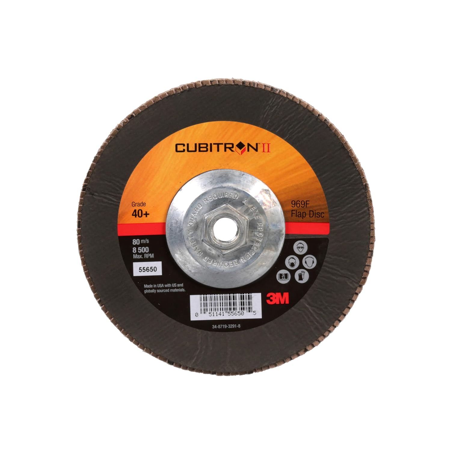 3M Cubitron II Flap Disc 967A, 40+, T29 Quick Change, 7 in x 5/8'-11, Giant, Pack of 5, Medium Pressure Applications, Light Deburring, Scale Removal, Oxide Removal, Surface Prep