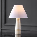 SAFAVIEH Couture Lighting Collection Jennarose Off-White/White Jade Stone 20-inch Dimmable Table Lamp for Bedroom Living Room Home Office Desk Nightstand (LED Bulb Included)