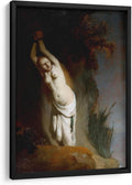 Canvas Lab | Andromeda Chained to the Rocks by Rembrandt van Rijn | 19 x 29 in | Fine Art Framed Print, Frame Color: Black | Classical art, Baroque | Wall Decor for Bedroom, Living Room or Office