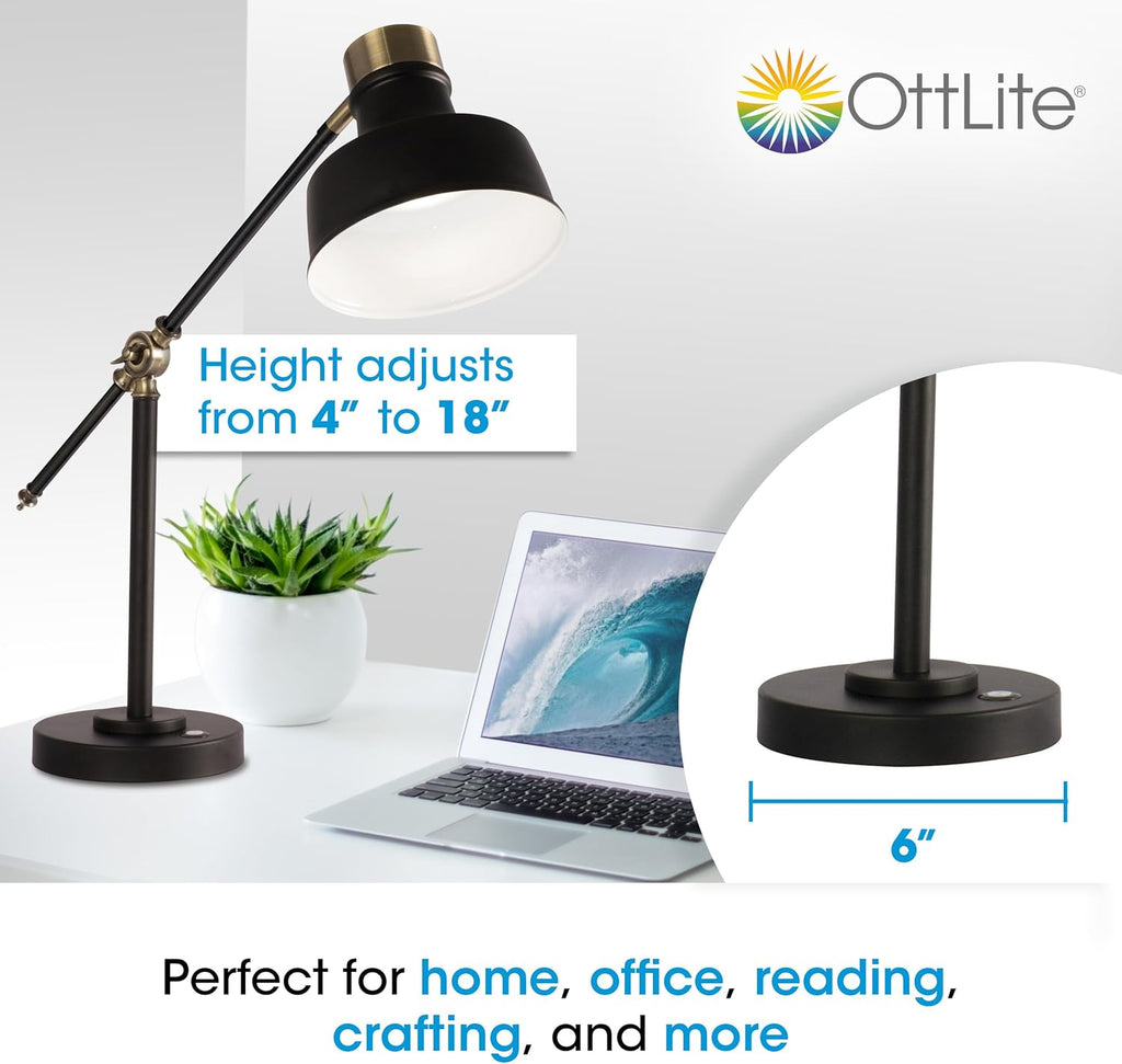 OttLite Balance LED Desk Lamp with USB Port - Modern, Adjustable, Desk Light