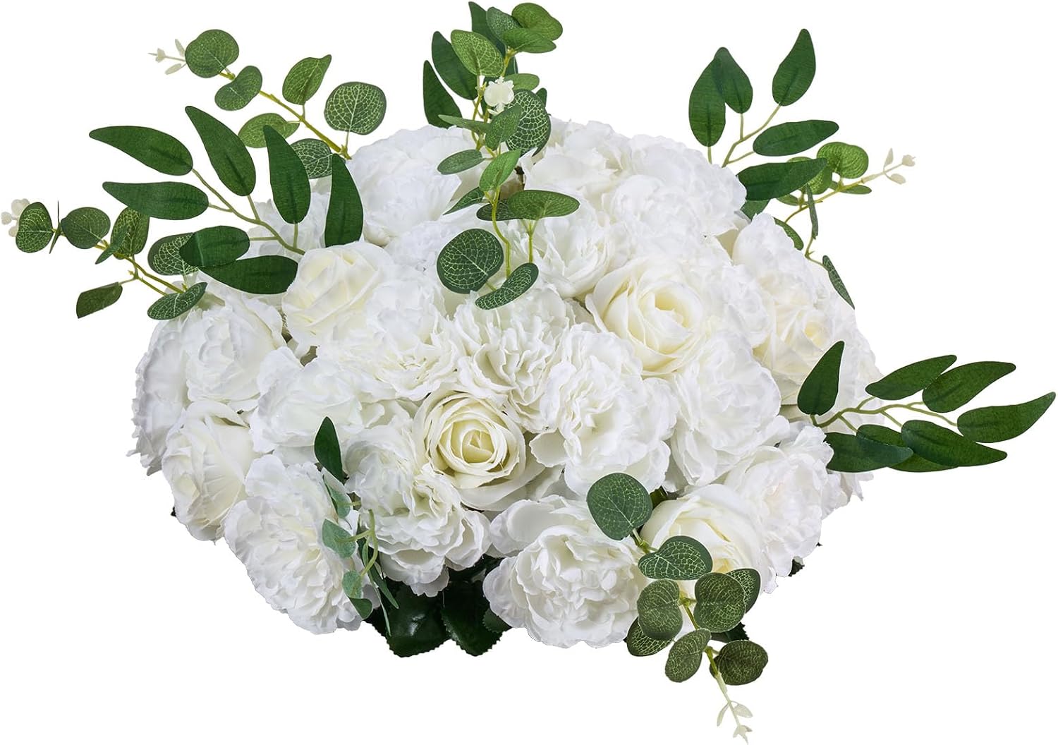 VEVOR Flower Balls Arrangement Bouquet 10 PCS, 17.7-Inch Max Diameter Artificial Flower Balls Wedding White Roses Centerpieces, Faux Flowers Arrangements for Wedding Centerpiece Home Table Decorations
