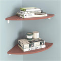 Small Corner Bookcase Set of 2 Corner Wall Shelves Bookshelves PVC Floating Corner Shelf Wall-Mounted Storage Rack for Bathroom Bedroom Living Room Kitchen Office and More Brown Bookshelf/Bookshe
