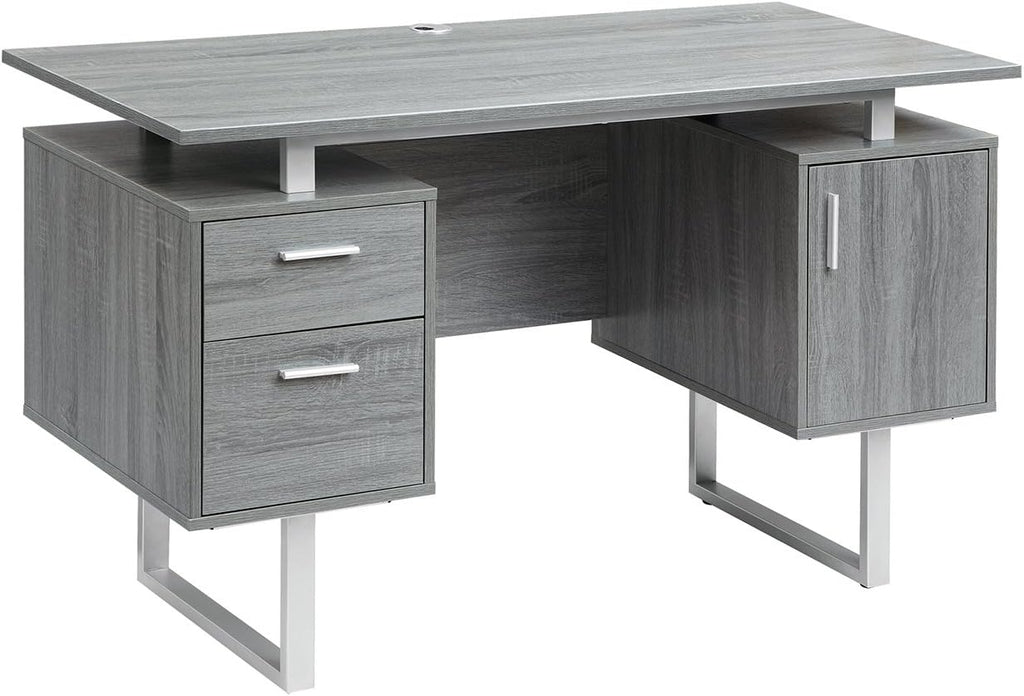 Techni Mobili Modern Office Desk with Storage, Gray