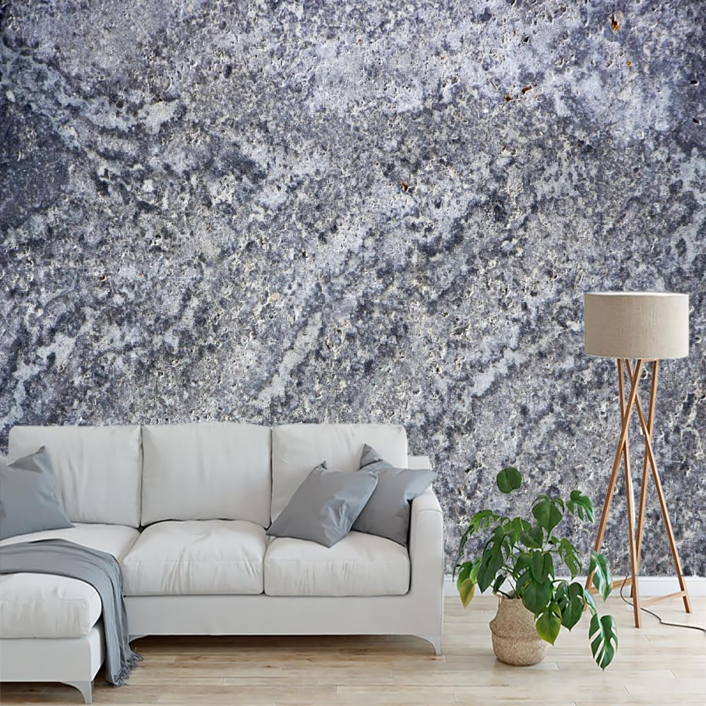Gray Rock 3D Wall Decoration Mural, Abstract Classic Removable Self-Adhesive Wallpaper,for Restaurant Bedroom Living TV Background Room Decor,Peel and Stick-118 W x 82.6' H