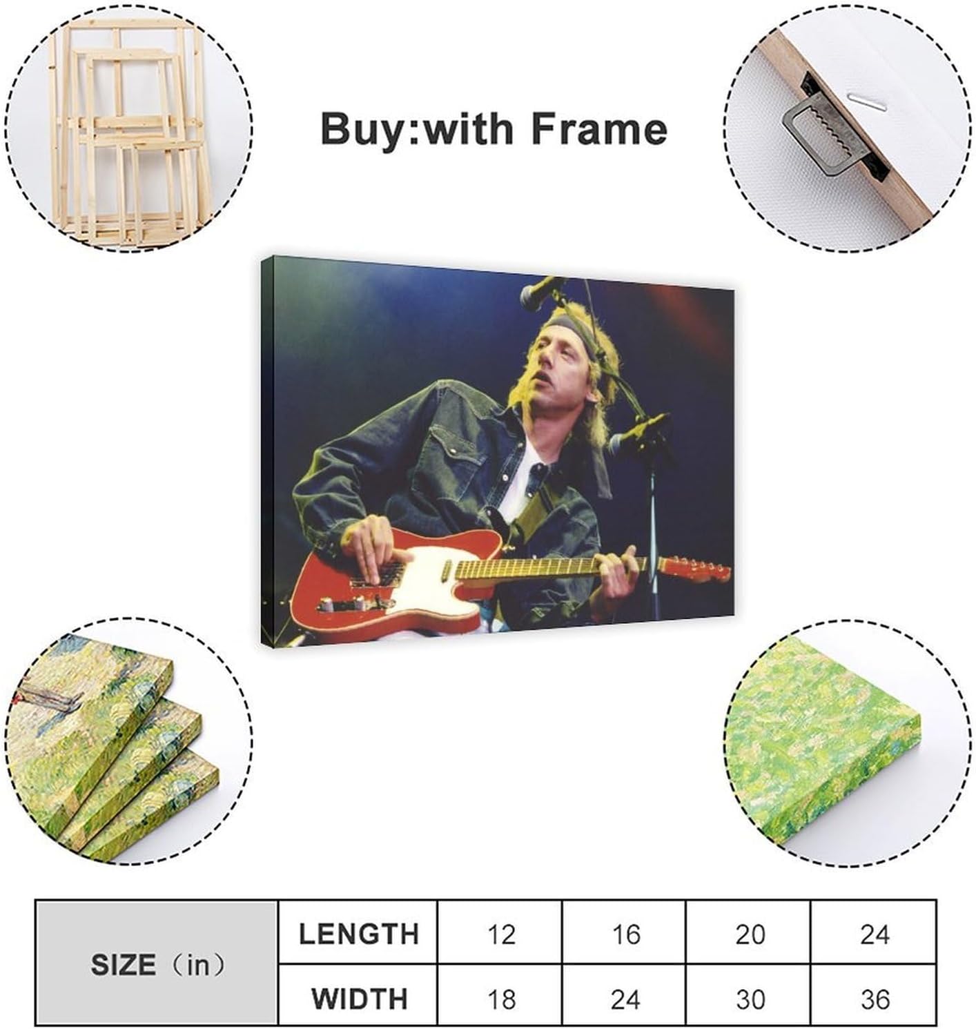 TONITOTA Mark_Knopfler Rock Scene Classic Canvas Wall Art | Retro Historical Black And White Photos | Home | School | Office Decor Poster | Frame 24x36inch