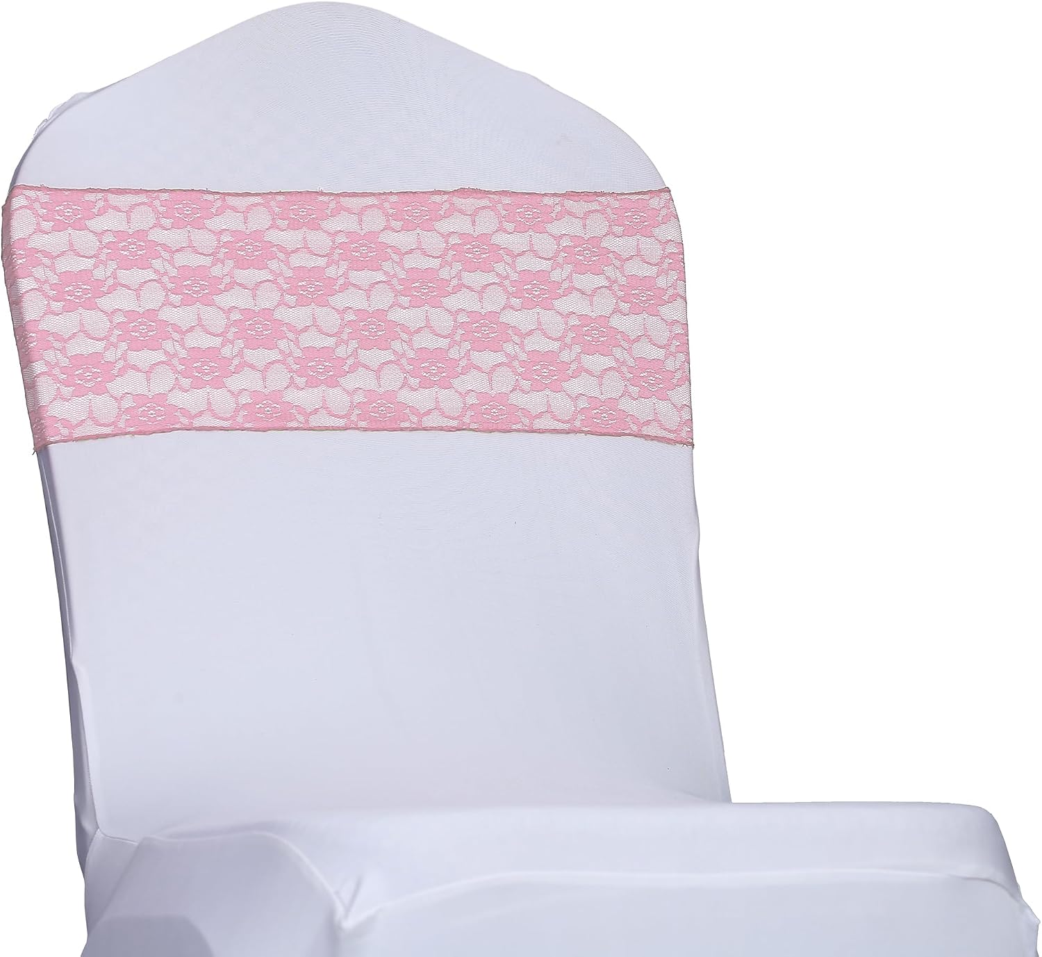 MDS® Pack of 200 Lace Chair Sashes for Weddings, Decorative Floral Lace Chair Bows Bands for Banquet, Reception, Anniversary, Bridal Shower, Birthday, Party, Ceremony & Event Décor - Blush Pink