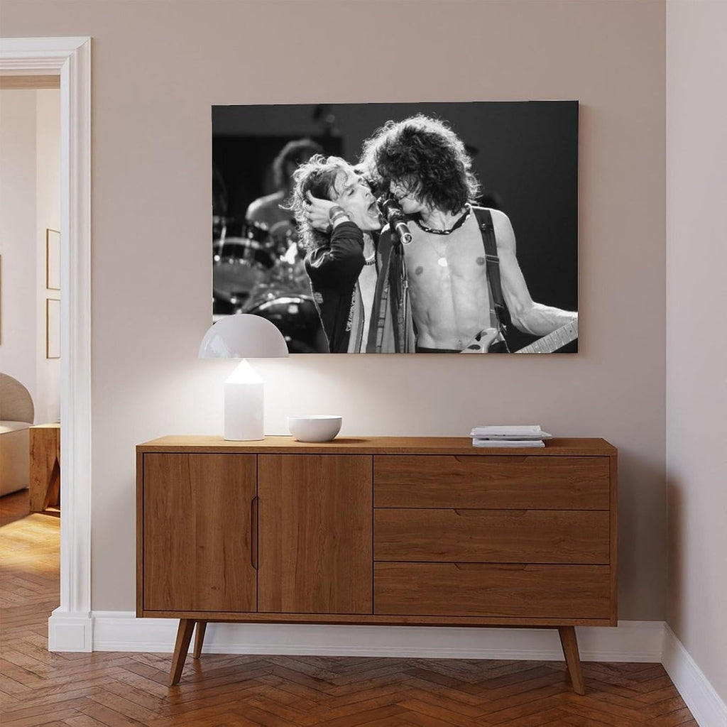 TONITOTA Joe_perry Rock Scene Classic Canvas Poster | Retro Historical Black And White Photos | Wall Art | Kitchen | Bathroom Decor | Frame 24x36inch
