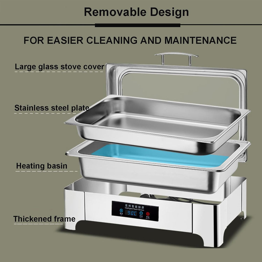 13.5L Electric Chafing Dish - 1/2/3-Grids, Buffet Servers Warmers for A Variety of Dishes, Large Capacity Warming Tray, Removable Design for Easier Cleaning and Maintenan,Grid