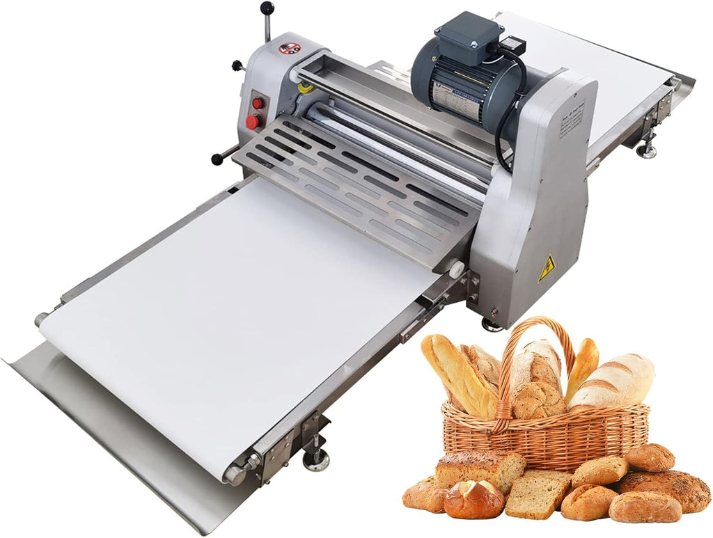 TECHTONGDA Commercial Dough Sheeter Countertop Pizza Pasta Roller Dough Press Machine Fondant Flattener Pastry Sheeter with 70.9x23.6' Conveyor Belt Bakery Equipment