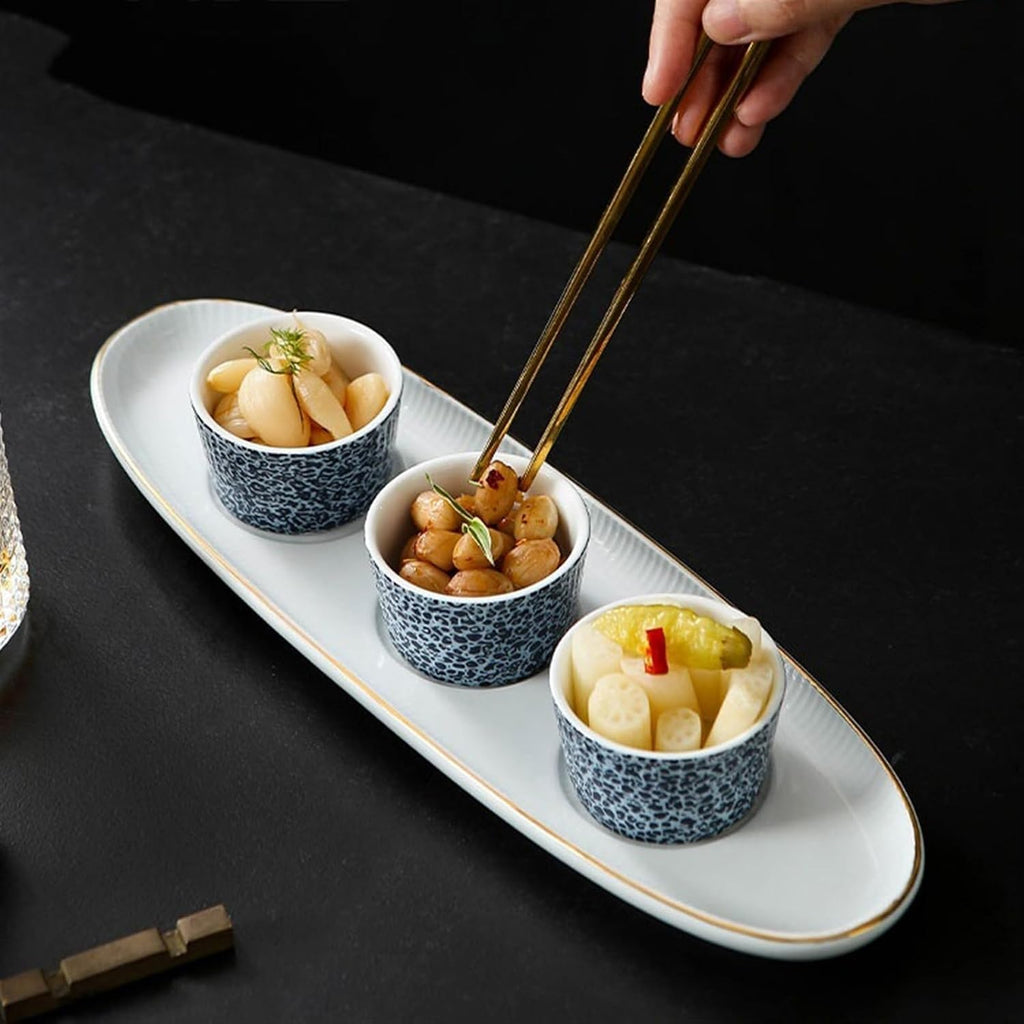 Soy Sauce Dish Hotel Restaurant Commercial Triple Platter Cold Dishes Snacks Snacks Salad Snack Plate Ceramic Tableware Dipping Bowls