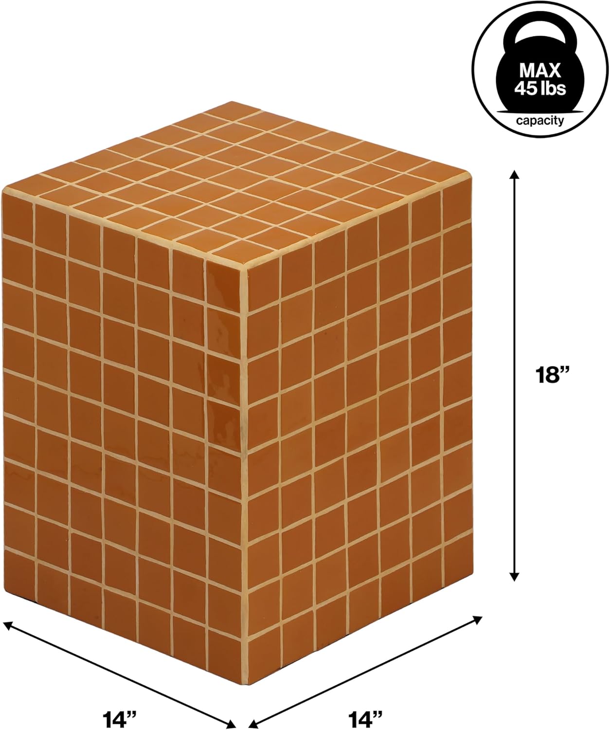 JONATHAN Y END2000C Callista 18' Modern Bohemian Ceramic Tiled Rectangle End Table, Side Table, Accent Table for Living Room, Bedroom, Dark Orange/Light Orange