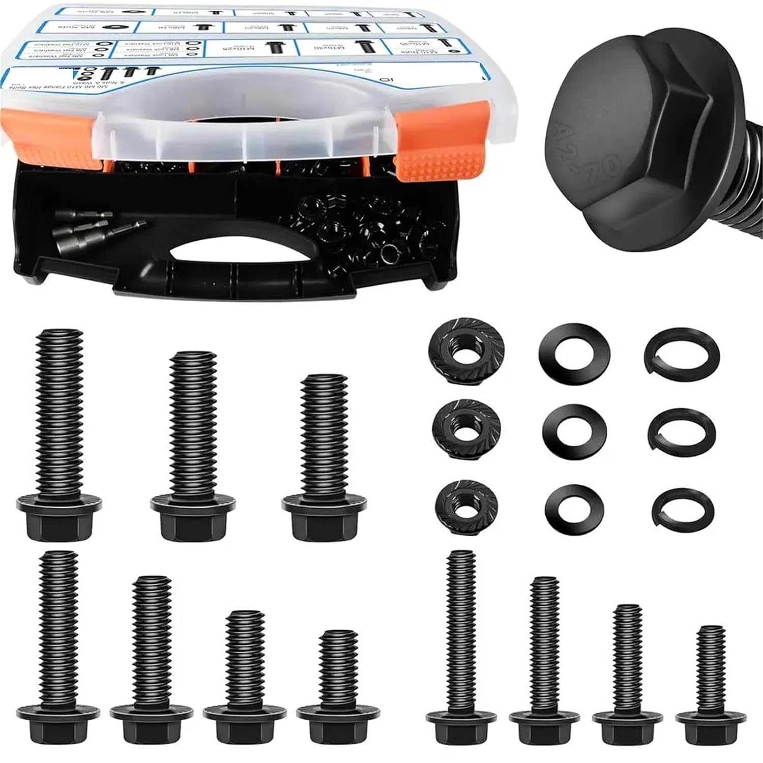 Set Screw Assortment Kit 830Pcs Carbon Steel Metric Hex Flange Assorted Bolts Kit for Homeowners,DIYers,Mechanics,Industrial Workers