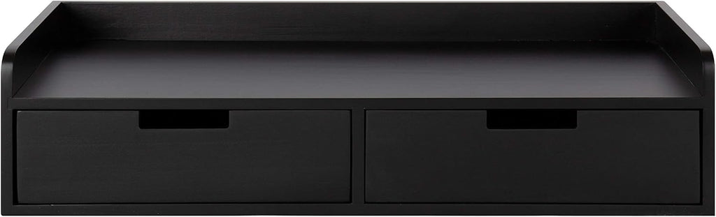 Kate and Laurel Kitt Modern Floating Shelf with Drawers, 28 x 12 x 6.5 inches, Black, Chic Floating Storage Console Table or Desk for Wall