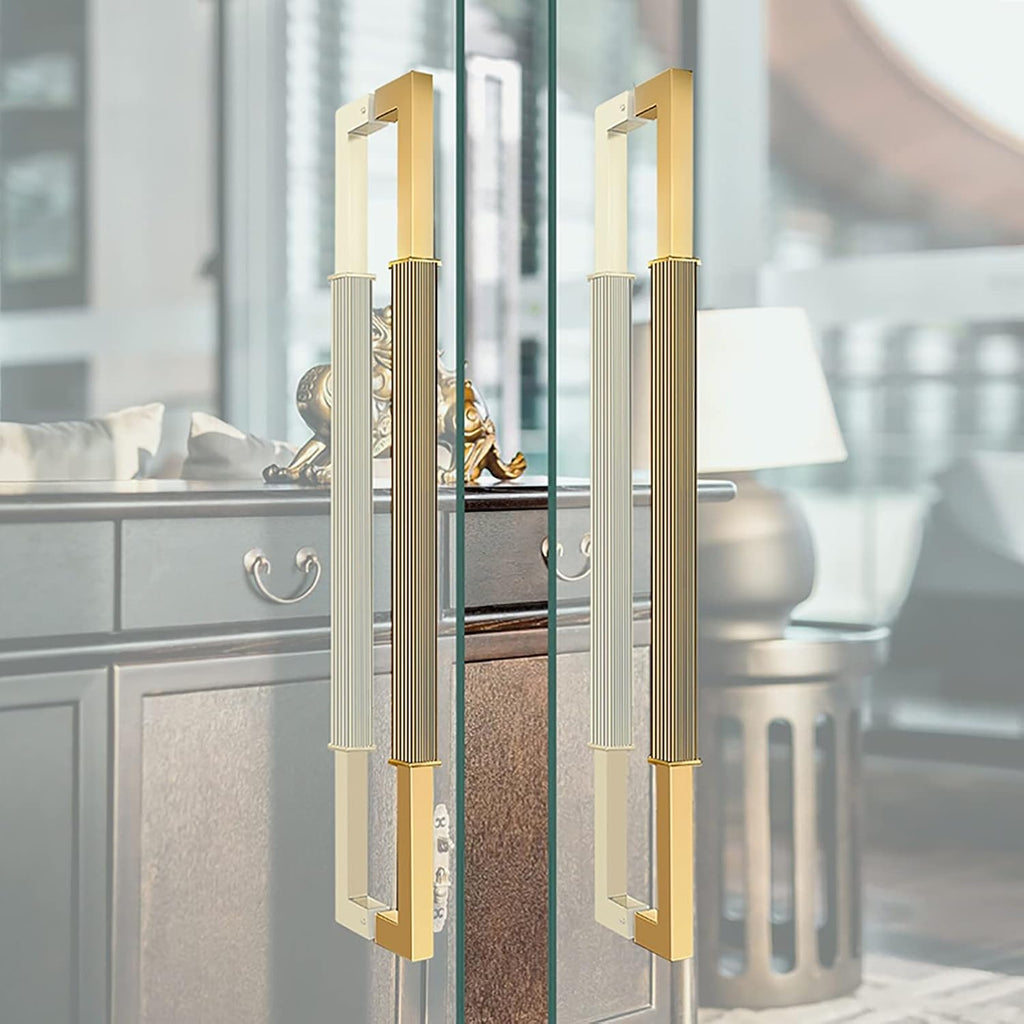 Sliding Barn Door Handle Pull Set Two Sided Push Pull Door Handle for Interior/Exterior Doors Perfect for Shower Doors Home Office Kitchen Bathroom WC Includes Screws Stylish and D