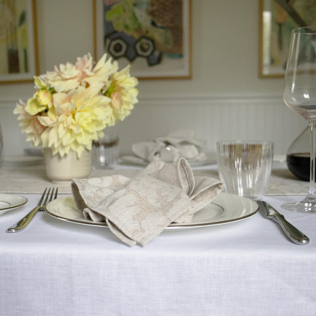 Huddleson White Square Linen Tablecloth 66x66 Square Table Cloth Luxury Italian Linen Sewn in US