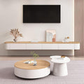 [Fully Assembled] 47.2' Floating TV Stand - No Assembly Needed Wall Mounted Media Console with Storage & Cable Management, Modern Entertainment Center with Rounded Corners for Living Room (Wood)